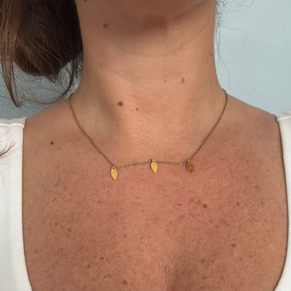 Three Gold Leaves Sterling Silver Jewelry